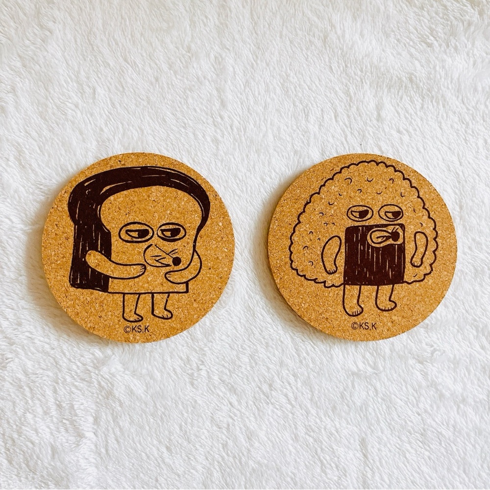 SET OF 2 High quality Pandorobou Pan Dorobo bread thief mascot Cork Coasters